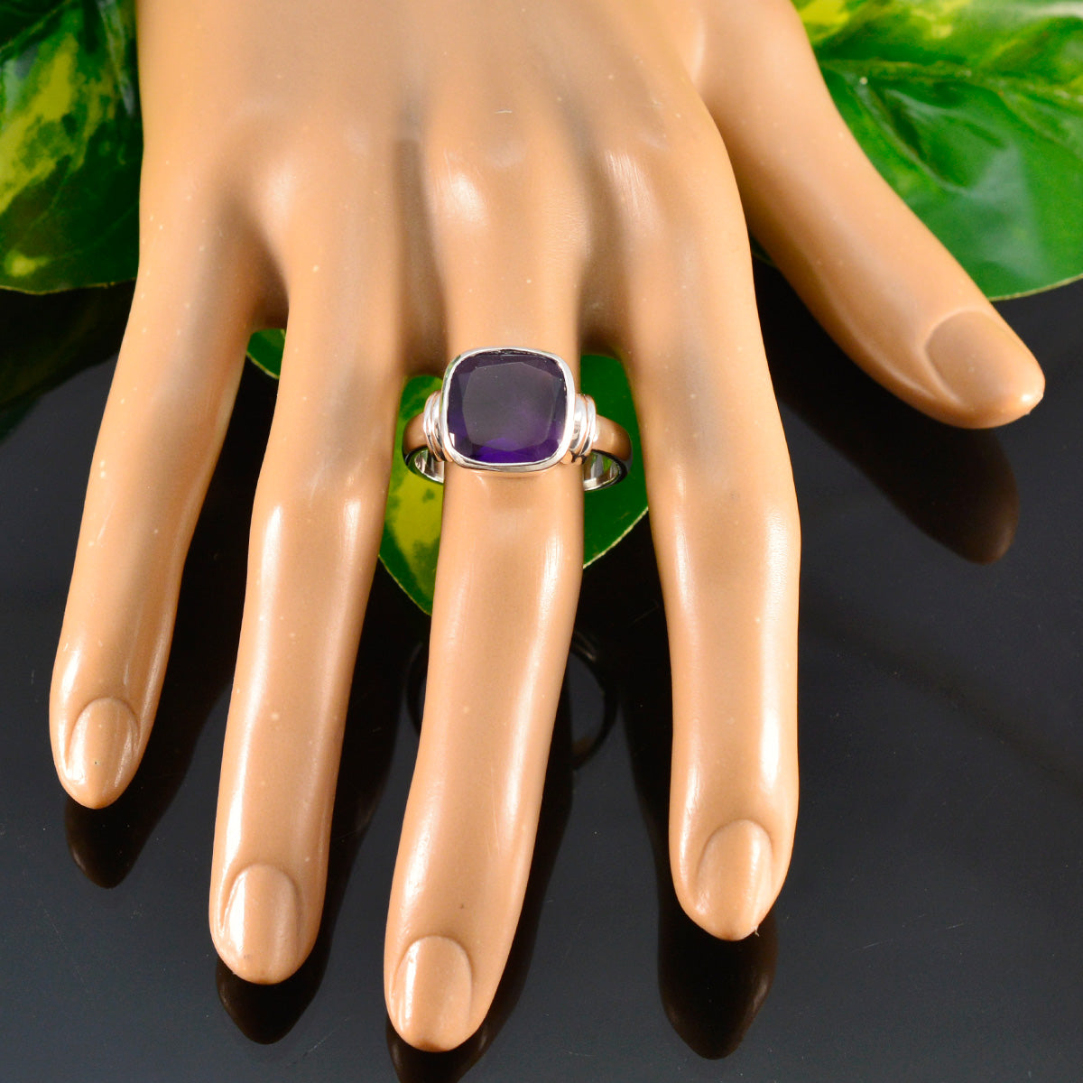 Amethyst Solitaire Indian 925 Sterling Silver Purple Gemstones Eye catching Trendy Ring Jewellery