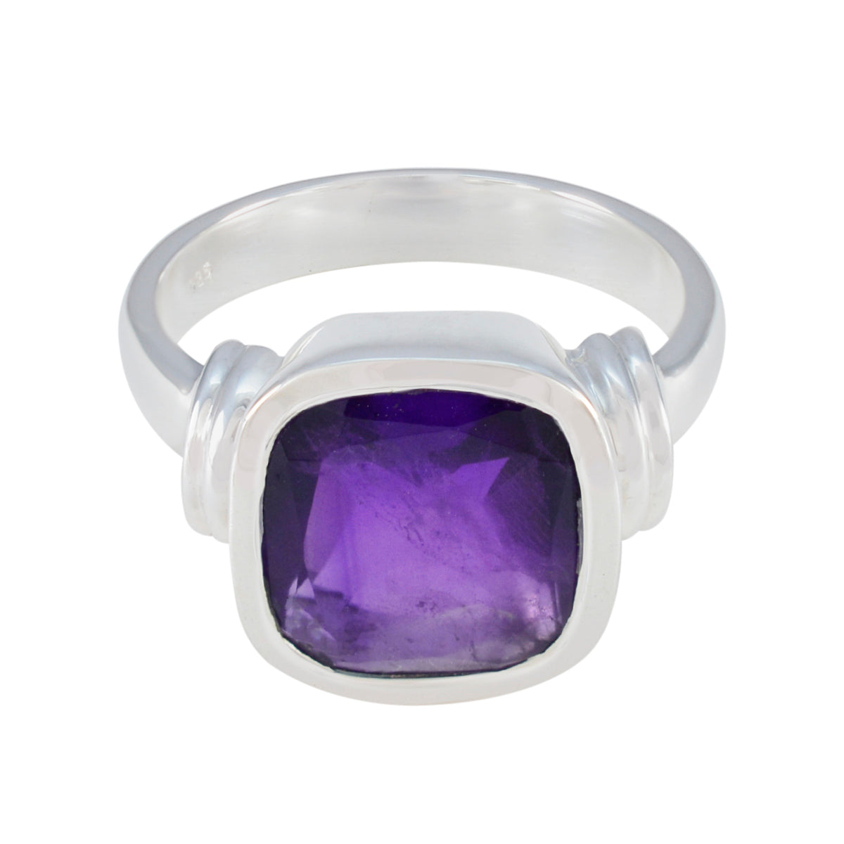 Amethyst Solitaire Indian 925 Sterling Silver Purple Gemstones Eye catching Trendy Ring Jewellery Huvudsaklig produktbild