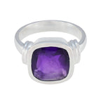 Amethyst Solitaire Indian 925 Sterling Silver Purple Gemstones Eye catching Trendy Ring Jewellery
