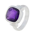 Amethyst Solitaire Indian 925 Sterling Silver Purple Gemstones Eye catching Trendy Ring Jewellery