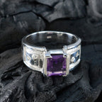 Amethyst Solitaire Spanish 92.5 Silver Purple Gemstone Edgy Abstract Ring Jewellery