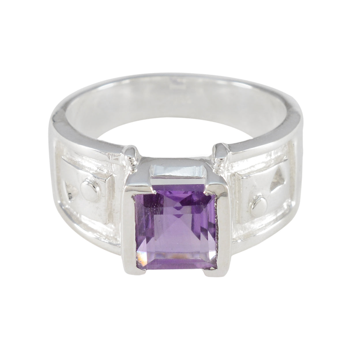 Amethyst Solitaire Spanish 92.5 Silver Purple Gemstone Edgy Abstract Ring Jewellery Immagine principale del prodotto