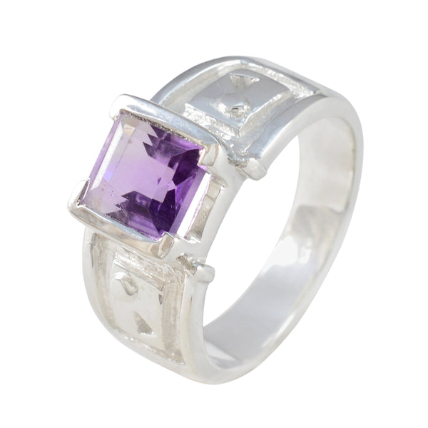 Amethyst Solitaire Spanish 92.5 Silver Purple Gemstone Edgy Abstract Ring Jewellery