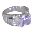 Amethyst Solitaire Spanish 92.5 Silver Purple Gemstone Edgy Abstract Ring Jewellery