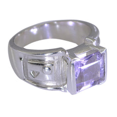 Amethyst Solitaire Spanish 92.5 Silver Purple Gemstone Edgy Abstract Ring Jewellery