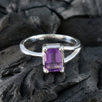 Amethyst Solitaire Korean Silver Purple Gemstone Whisper thin Contemporary Ring Jewellery