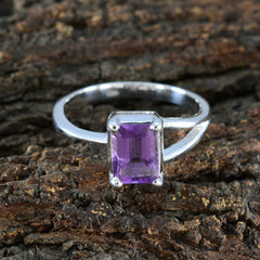 Amethyst Solitaire Korean Silver Purple Gemstone Whisper thin Contemporary Ring Jewellery