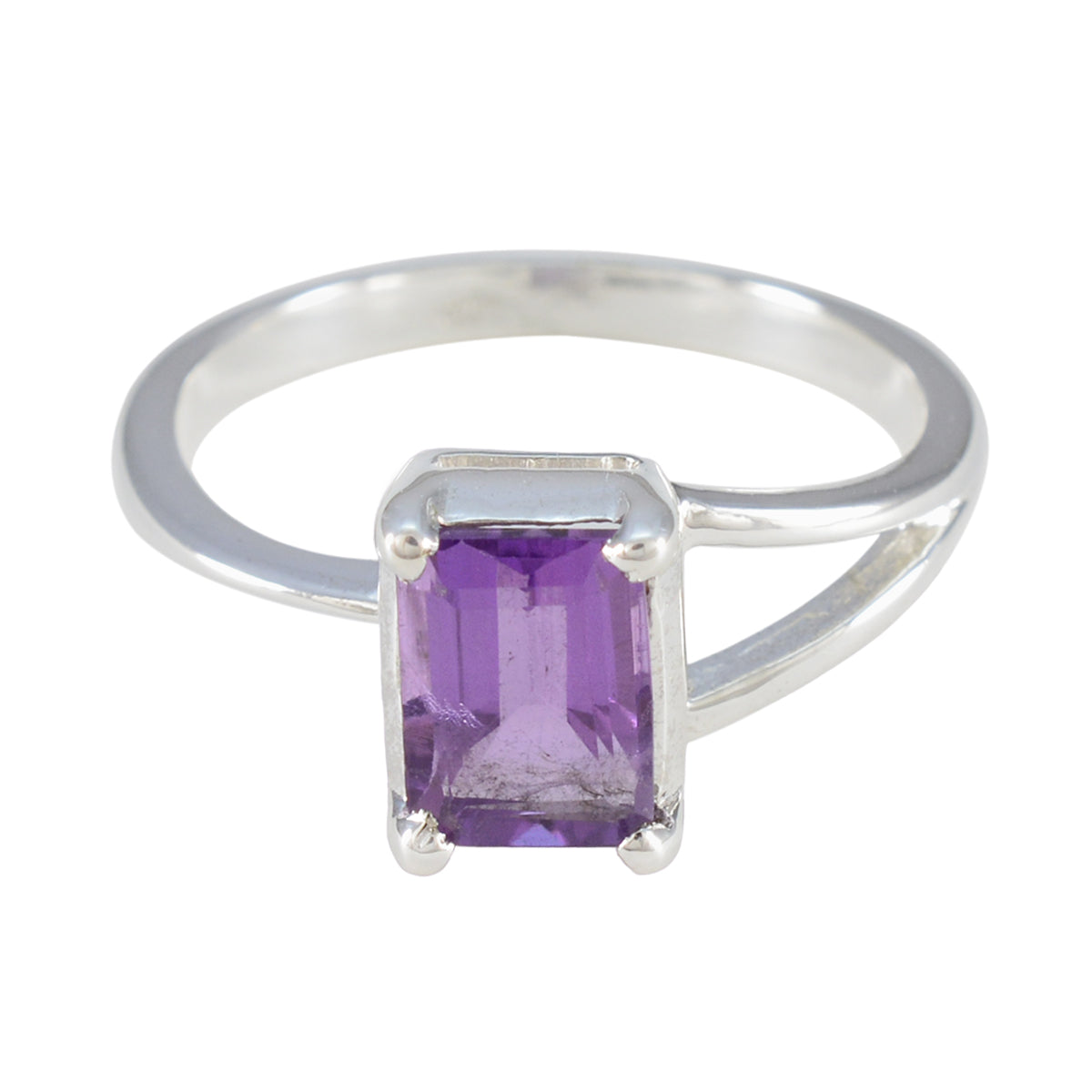 Amethyst Solitaire Korean Silver Purple Gemstone Whisper thin Contemporary Ring Jewellery Immagine principale del prodotto