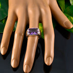Amethyst Solitaire Italian 925 Silver Purple Gems Edgy Trendy Ring Jewellery