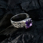 Amethyst Solitaire Russian 925 Sterling Silver Purple Gemstones Classic Graceful Ring Jewellery