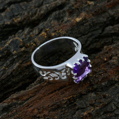 Amethyst Solitaire Russian 925 Sterling Silver Purple Gemstones Classic Graceful Ring Jewellery