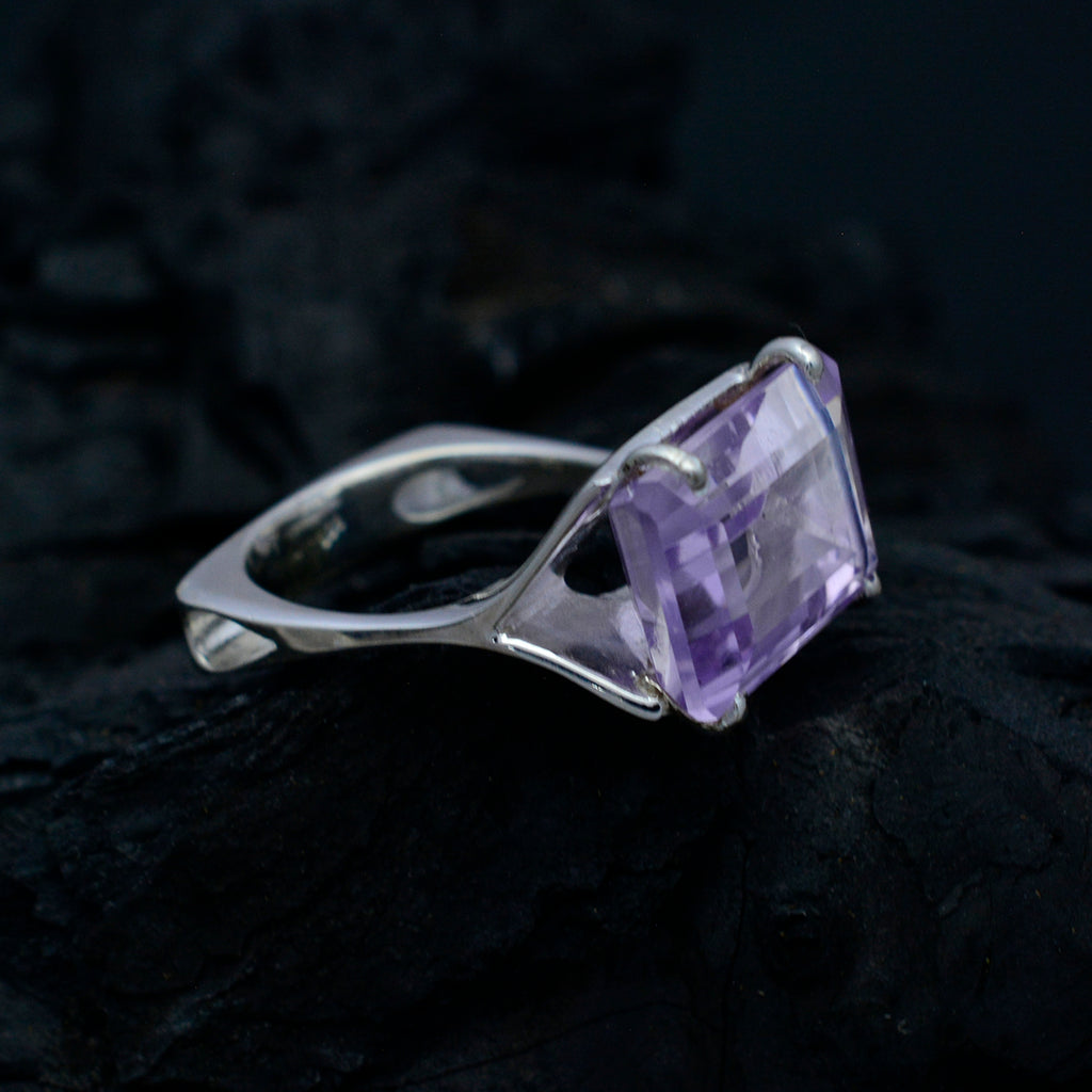 Amethyst Solitaire Moroccan Sterling Silver Purple Gemstones Versatile Art Deco Ring Jewelry