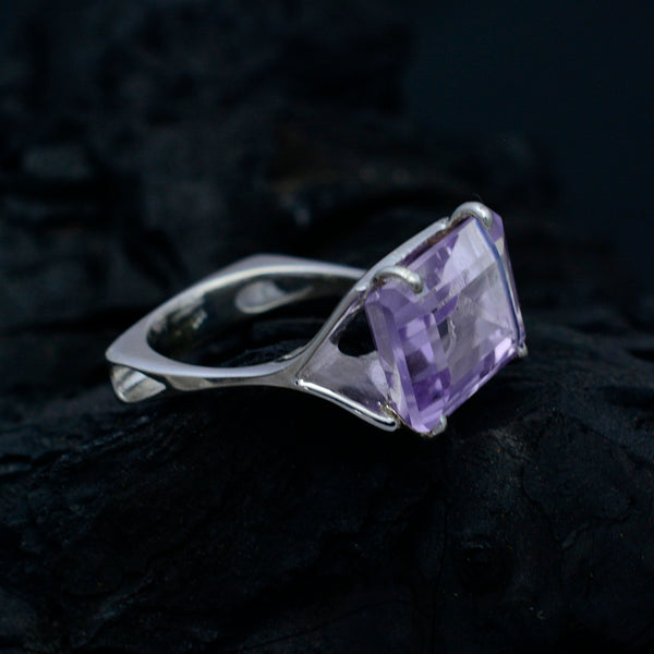 Amethyst Solitaire Moroccan Sterling Silver Purple Gemstones Versatile Art Deco Ring Jewelry