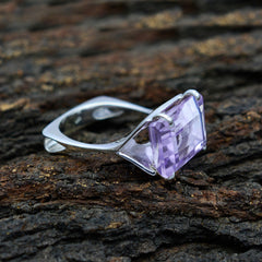 Amethyst Solitaire Moroccan Sterling Silver Purple Gemstones Versatile Art Deco Ring Jewelry