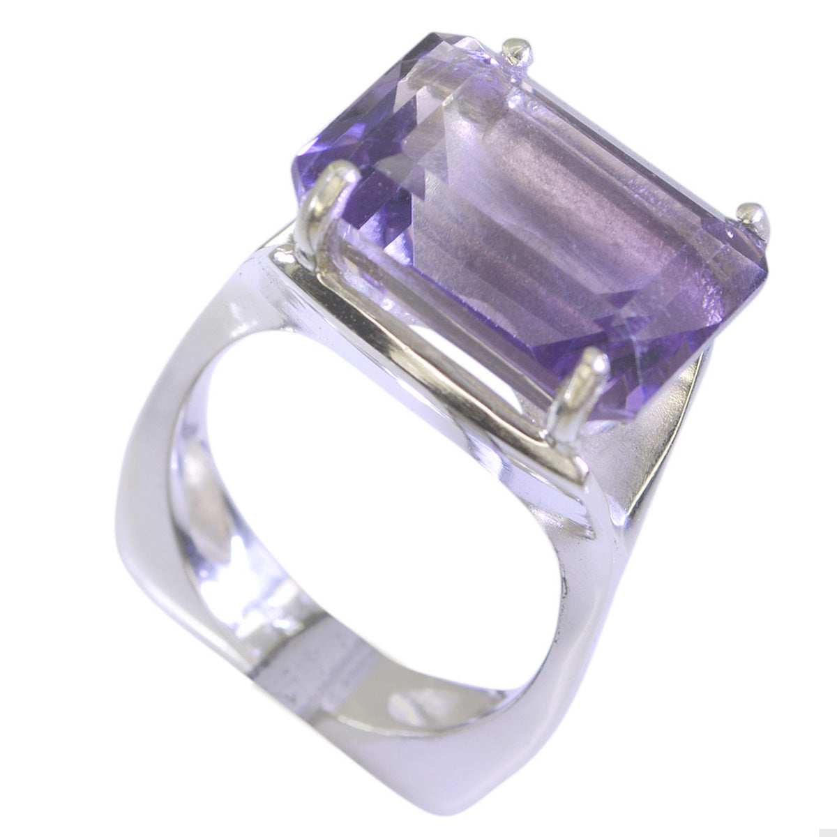 Amethyst Solitaire Moroccan Sterling Silver Purple Gemstones Versatile Art Deco Ring Jewelry Immagine principale del prodotto