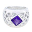 Amethyst Solitaire French 92.5 Silver Purple Gemstone Chunky Retro Ring Jewelry
