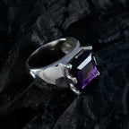 Amethyst Solitaire Italian 925 Silver Purple Gemstones Statement Retro Ring Jewelry