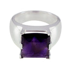 Amethyst Solitaire Italian 925 Silver Purple Gemstones Statement Retro Ring Jewelry