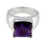 Amethyst Solitaire Italian 925 Silver Purple Gemstones Statement Retro Ring Jewelry