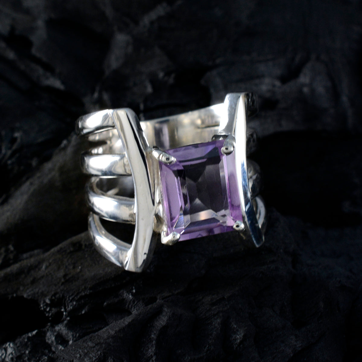 Amethyst Solitaire Spanish 925 Silver Purple Gemstone Statement Heritage Ring Jewellery