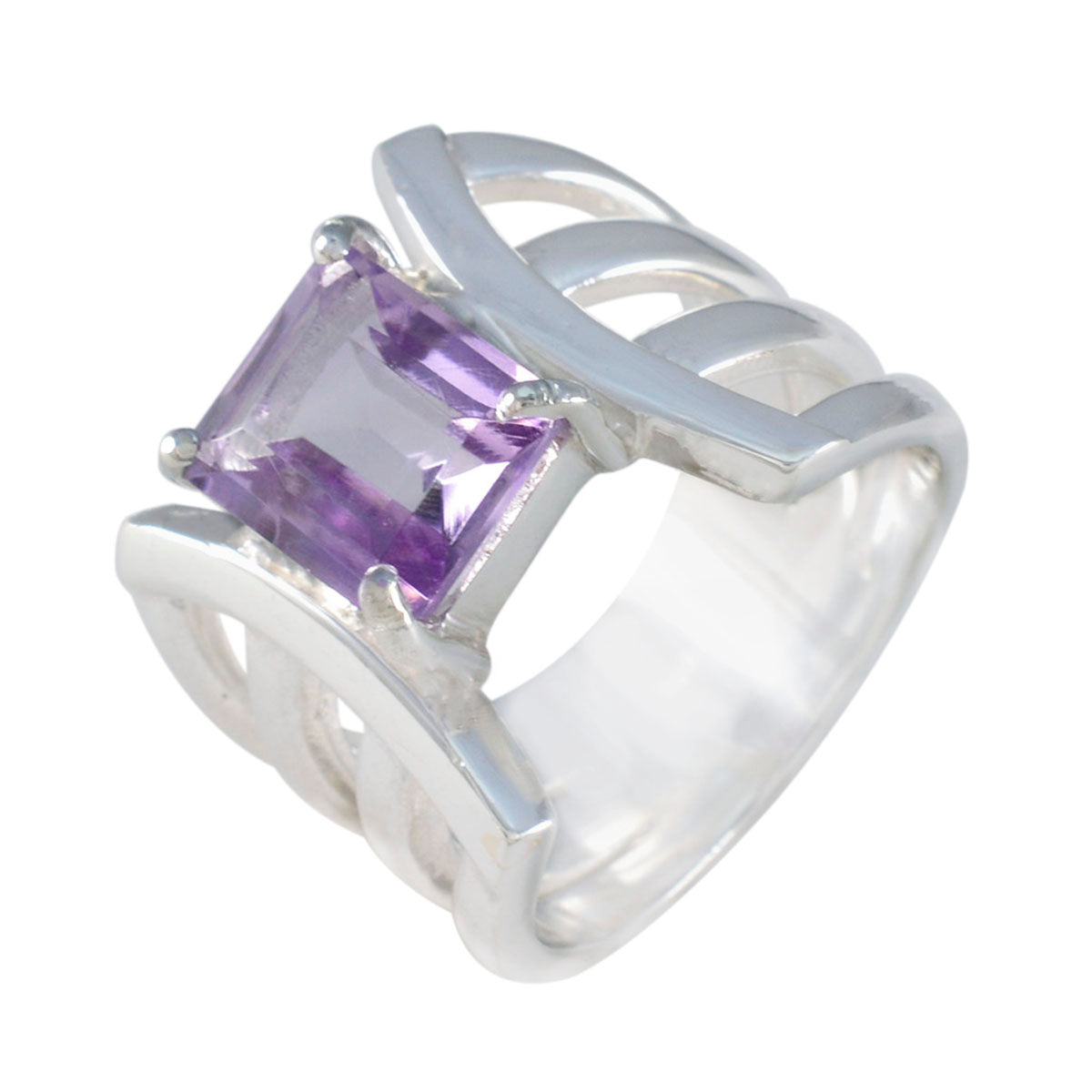 Anello con pietra preziosa viola in argento 925 spagnolo con ametista solitaria e gioielli tradizionali Immagine secondaria del prodotto