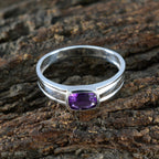 Amethyst Solitaire Korean 92.5 Silver Purple Gems Whisper thin Abstract Ring Jewellery