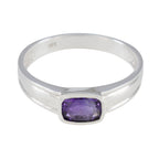 Amethyst Solitaire Korean 92.5 Silver Purple Gems Whisper thin Abstract Ring Jewellery
