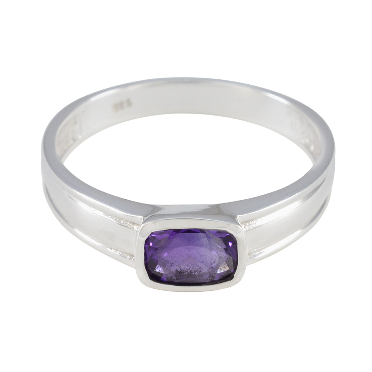Amethyst Solitaire Korean 92.5 Silver Purple Gems Whisper thin Abstract Ring Jewellery