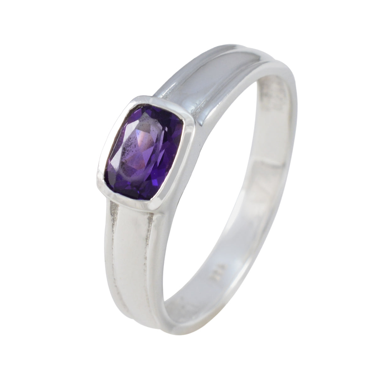 Amethyst Solitaire Korean 92.5 Silver Purple Gems Whisper thin Abstract Ring Jewellery