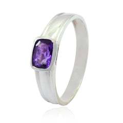 Amethyst Solitaire Korean 92.5 Silver Purple Gems Whisper thin Abstract Ring Jewellery
