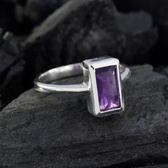Amethyst Solitaire Indian 92.5 Silver Purple Gemstones Featherlight Boho Ring Jewelry