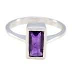 Amethyst Solitaire Indian 92.5 Silver Purple Gemstones Featherlight Boho Ring Jewelry