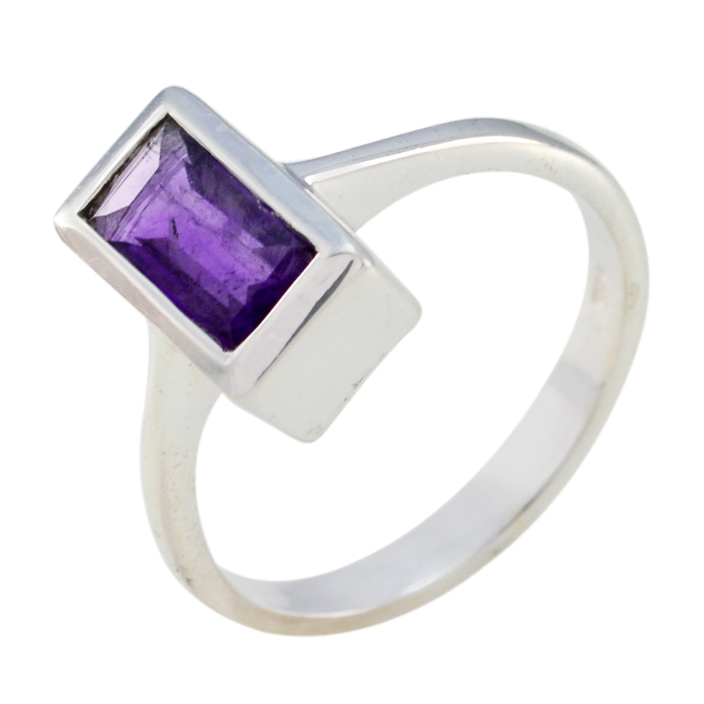 Amethyst Solitaire Indian 92.5 Silver Purple Gemstones Featherlight Boho Ring Jewelry