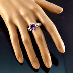 Amethyst Solitaire French Silver Purple Gems Mid weight Graceful Ring Jewellery