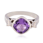 Amethyst Solitaire French Silver Purple Gems Mid weight Graceful Ring Jewellery