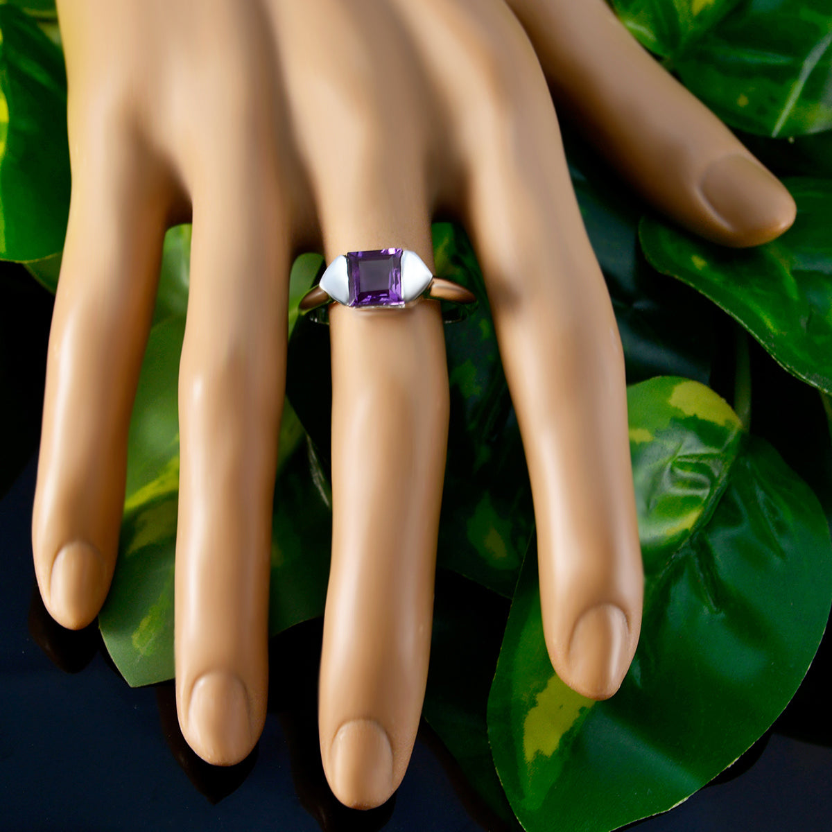 Amethyst Solitaire Turkish 92.5 Silver Purple Gems Whisper thin Graceful Ring Jewelry