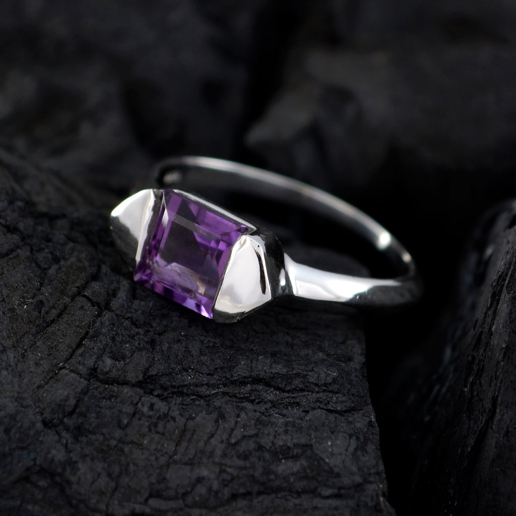 Amethyst Solitaire Turkish 92.5 Silver Purple Gems Whisper thin Graceful Ring Jewelry