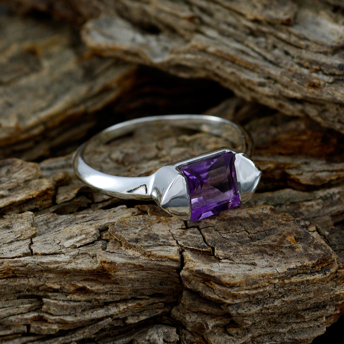 Amethyst Solitaire Turkish 92.5 Silver Purple Gems Whisper thin Graceful Ring Jewelry