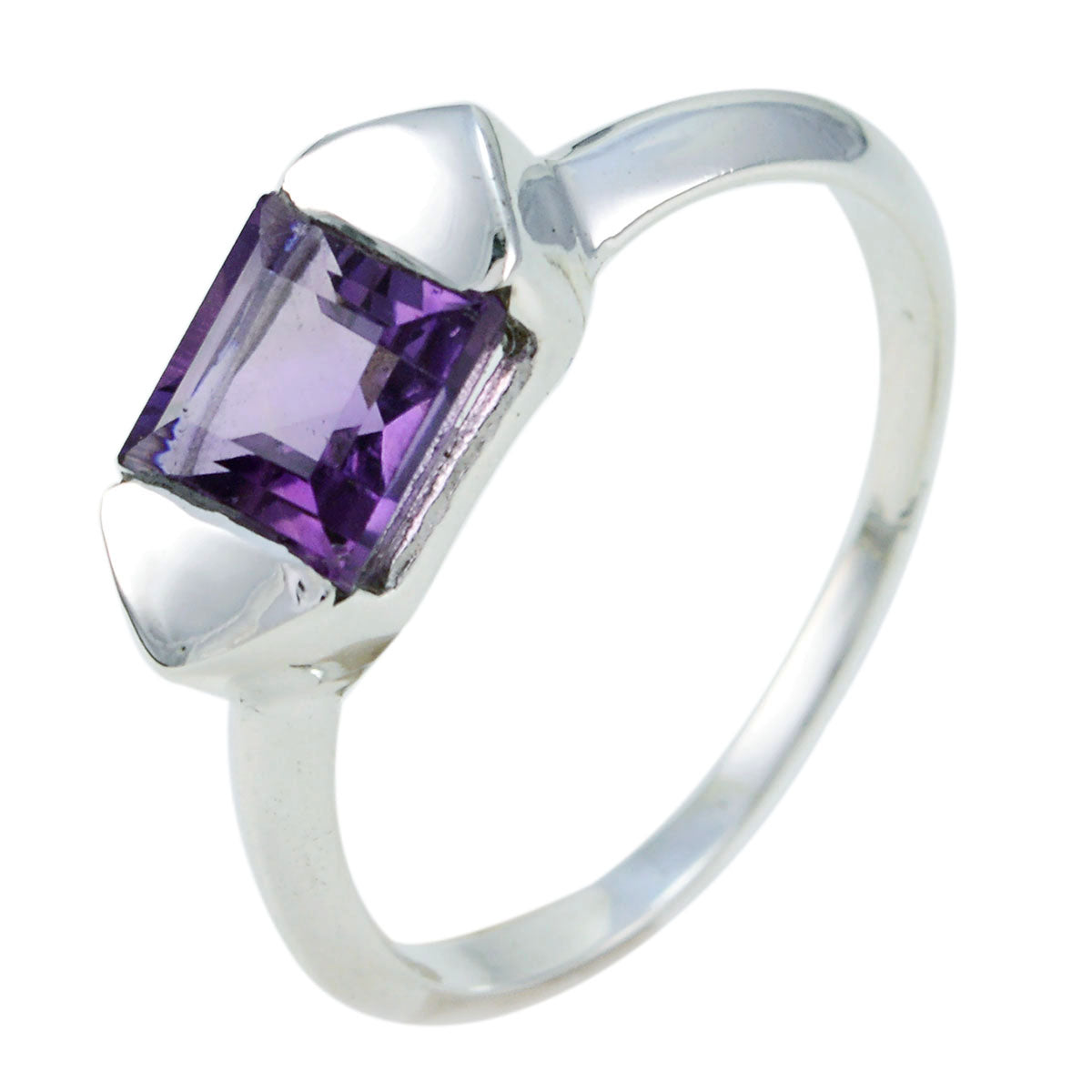 Amethyst Solitaire Turkish 92.5 Silver Purple Gems Whisper thin Graceful Ring Jewelry