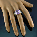 Amethyst Solitaire French 92.5 Silver Purple Gemstones Mid weight Fairytale Ring Jewellery