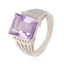 Amethyst Solitaire French 92.5 Silver Purple Gemstones Mid weight Fairytale Ring Jewellery