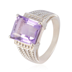 Amethyst Solitaire French 92.5 Silver Purple Gemstones Mid weight Fairytale Ring Jewellery
