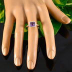 Amethyst Solitaire Indian Sterling Silver Purple Gems Featherlight Boho Ring Jewellery