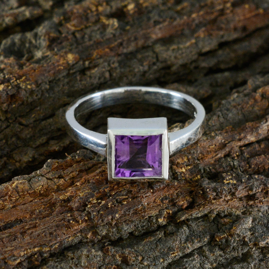 Amethyst Solitaire Indian Sterling Silver Purple Gems Featherlight Boho Ring Jewellery