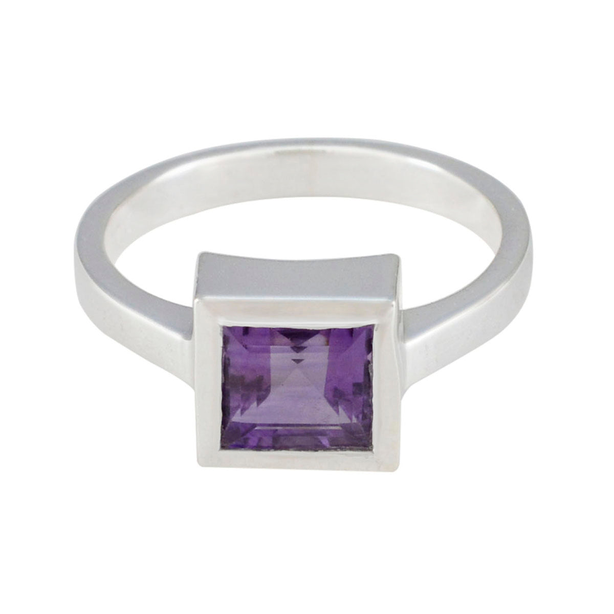 Amethyst Solitaire Indian Sterling Silver Purple Gems Featherlight Boho Ring Jewellery Главное изображение товара