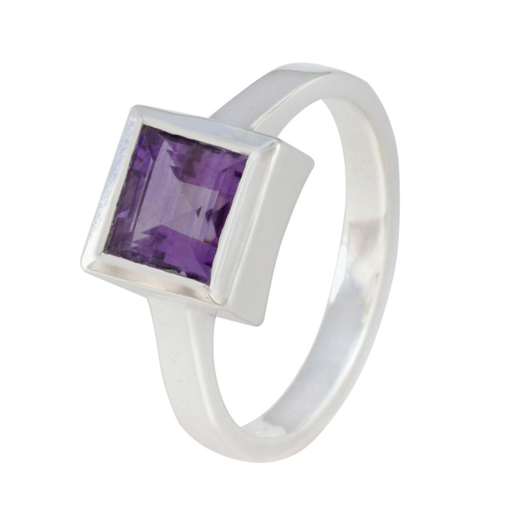 Amethyst Solitaire Indian Sterling Silver Purple Gems Featherlight Boho Ring Jewellery