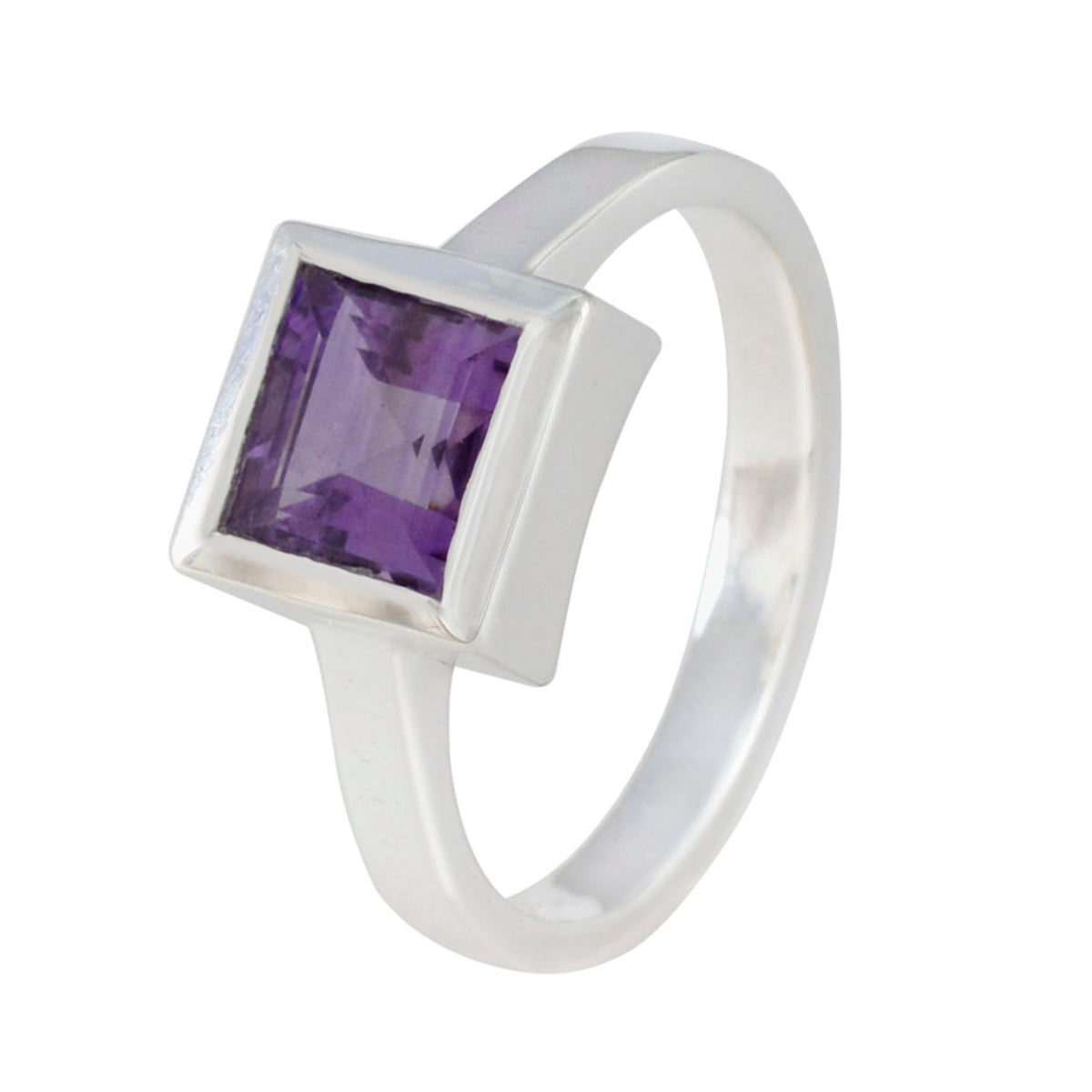 Amethyst Solitaire Indian Sterling Silver Purple Gems Featherlight Boho Ring Jewellery