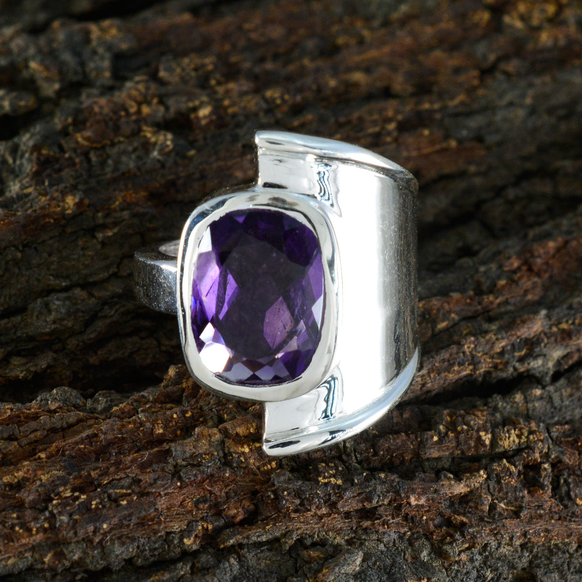 Amethyst Solitaire African Silver Purple Gemstones Essential  Contemporary Ring Jewelry