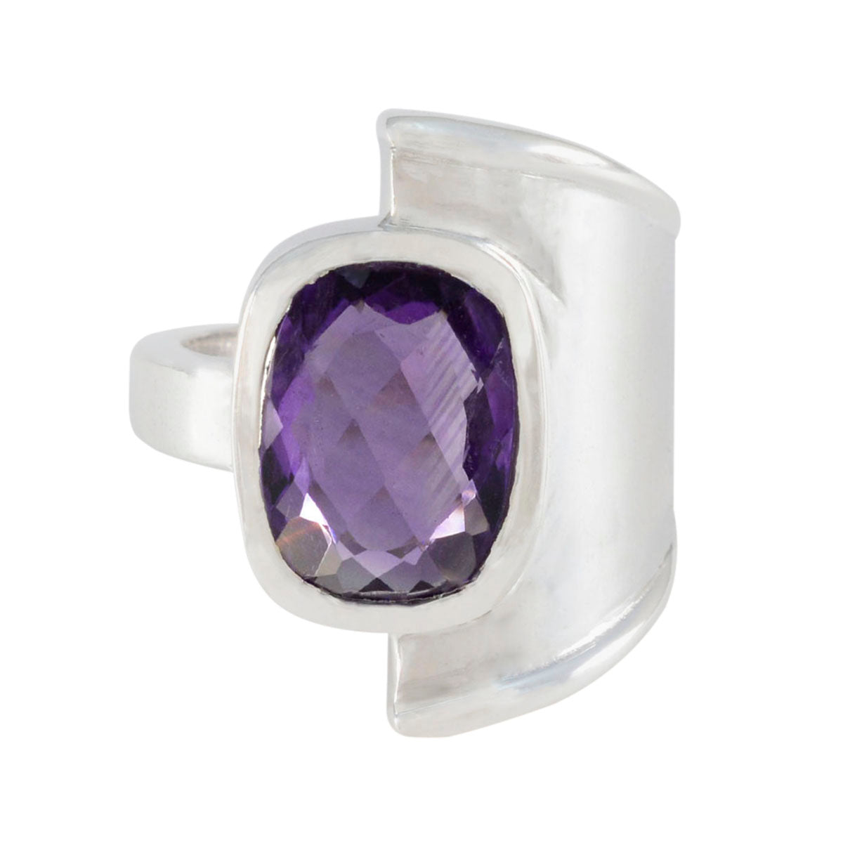 Amethyst Solitaire African Silver Purple Gemstones Essential Contemporary Ring Jewelry Huvudsaklig produktbild