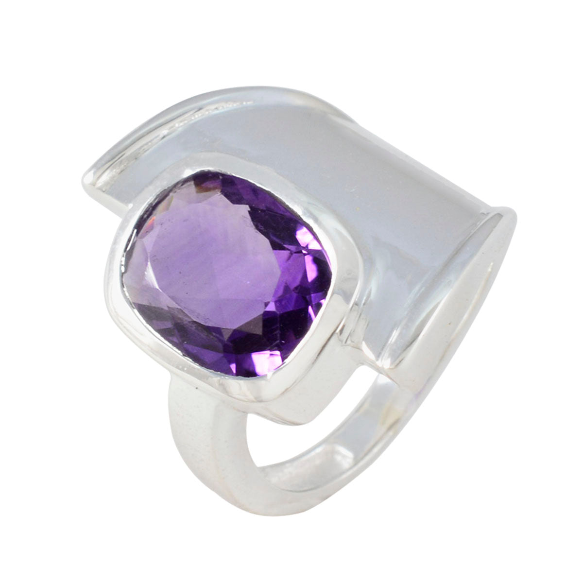 Amethyst Solitaire African Silver Purple Gemstones Essential  Contemporary Ring Jewelry Второстепенное изображение товара